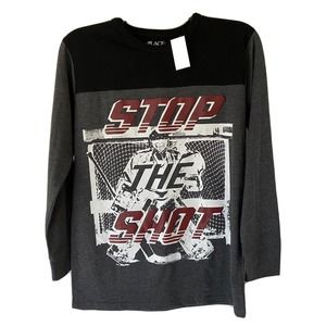 NWT The Children's Place Boys Long Sleeve Stop the Shot Graphic Top Shir…